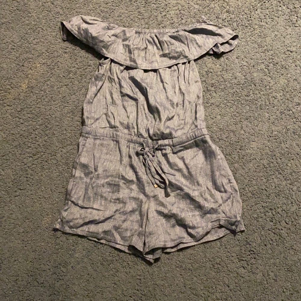 Denim off the shoulder romper